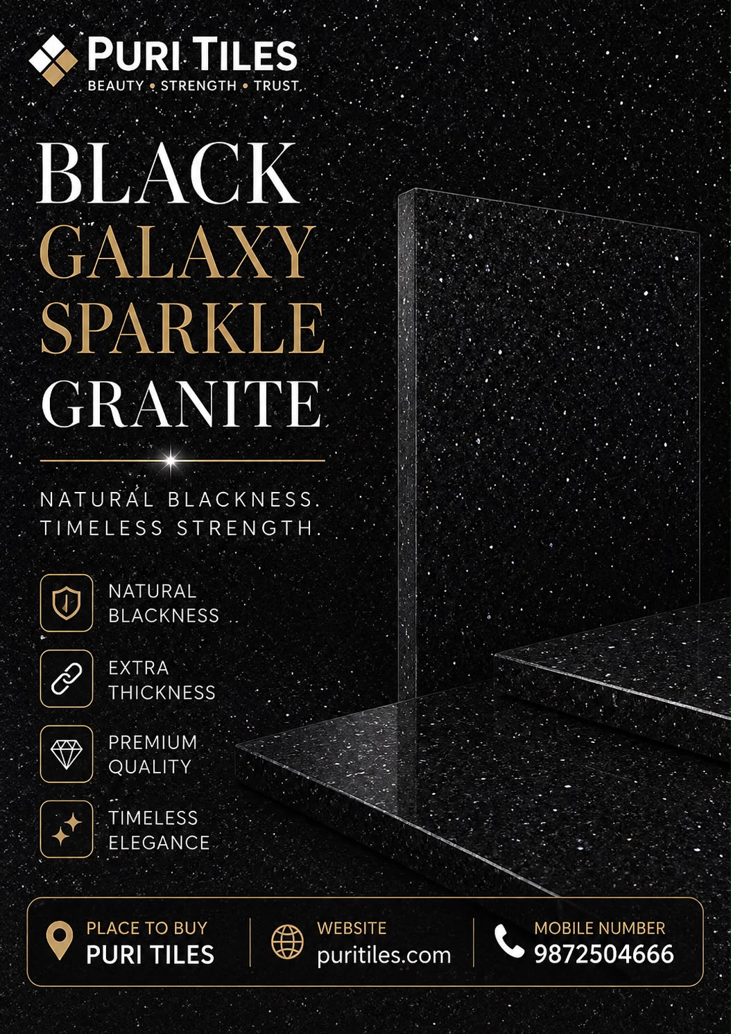 Black galaxy sparkle granite
