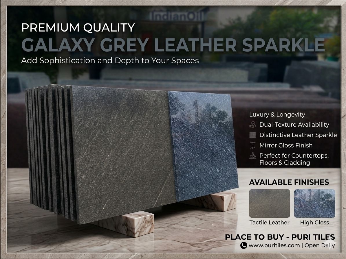 Galaxy grey leather sparkle granite